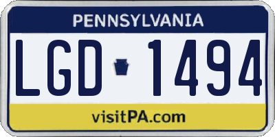 PA license plate LGD1494