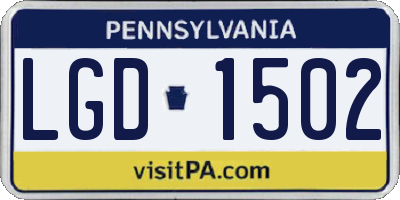 PA license plate LGD1502