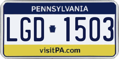 PA license plate LGD1503