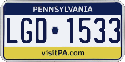 PA license plate LGD1533