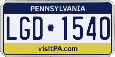 PA license plate LGD1540