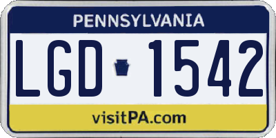 PA license plate LGD1542