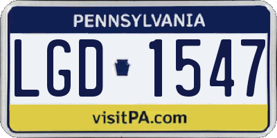 PA license plate LGD1547