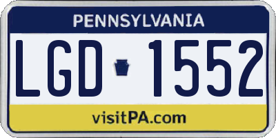 PA license plate LGD1552