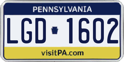 PA license plate LGD1602