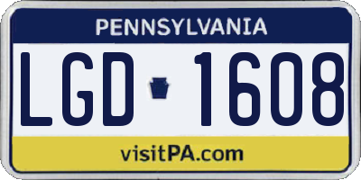 PA license plate LGD1608