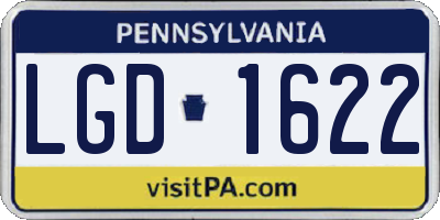 PA license plate LGD1622