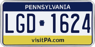PA license plate LGD1624