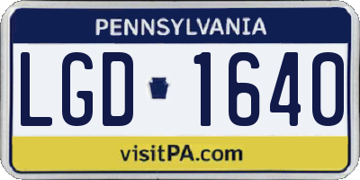 PA license plate LGD1640