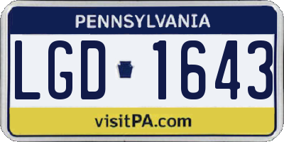 PA license plate LGD1643