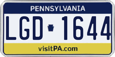 PA license plate LGD1644