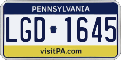 PA license plate LGD1645