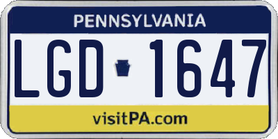 PA license plate LGD1647