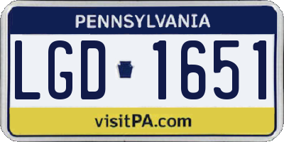 PA license plate LGD1651