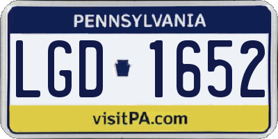 PA license plate LGD1652