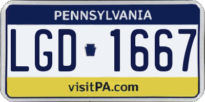 PA license plate LGD1667