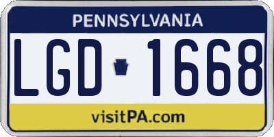 PA license plate LGD1668