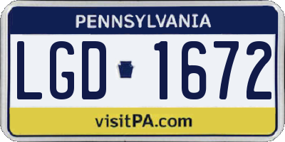 PA license plate LGD1672