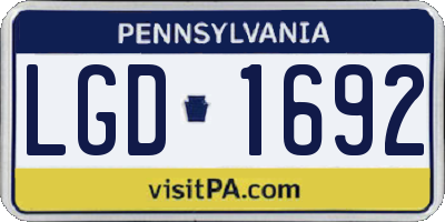 PA license plate LGD1692