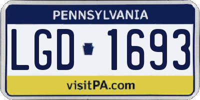 PA license plate LGD1693