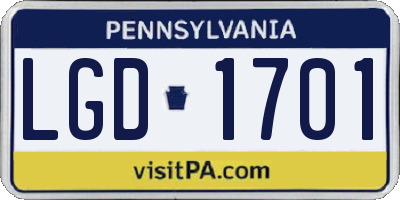 PA license plate LGD1701