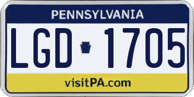 PA license plate LGD1705