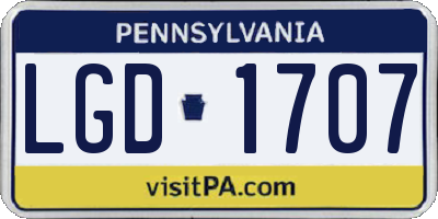 PA license plate LGD1707