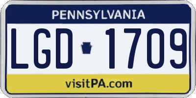 PA license plate LGD1709