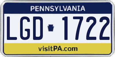 PA license plate LGD1722