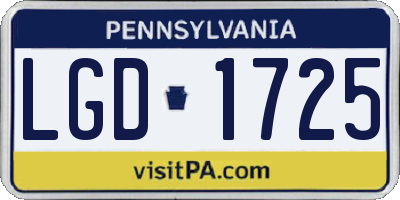 PA license plate LGD1725