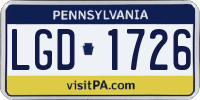 PA license plate LGD1726