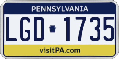 PA license plate LGD1735