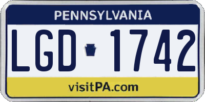 PA license plate LGD1742