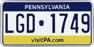 PA license plate LGD1749