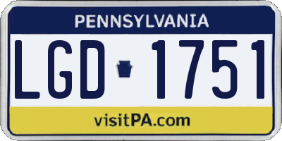 PA license plate LGD1751