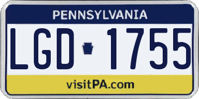 PA license plate LGD1755
