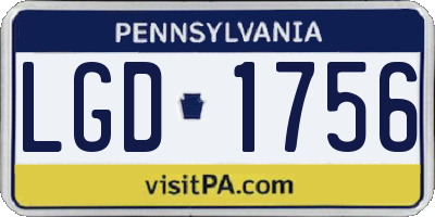 PA license plate LGD1756