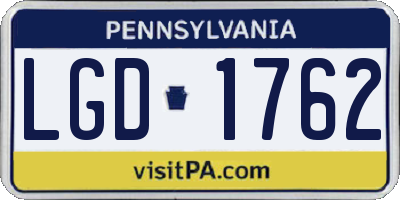 PA license plate LGD1762