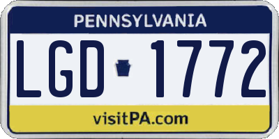 PA license plate LGD1772