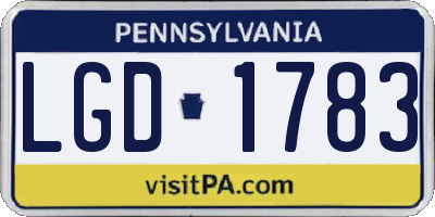 PA license plate LGD1783