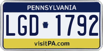 PA license plate LGD1792