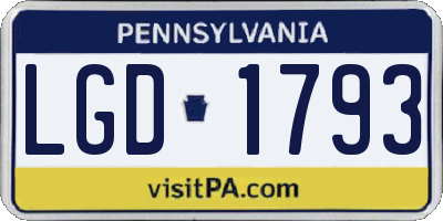 PA license plate LGD1793