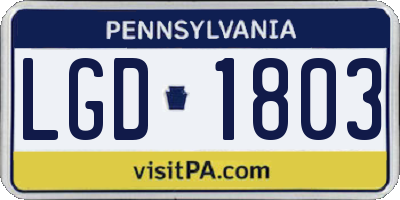PA license plate LGD1803