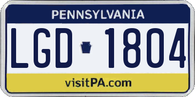 PA license plate LGD1804