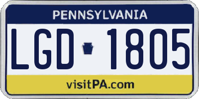 PA license plate LGD1805