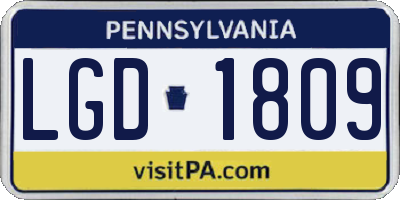 PA license plate LGD1809