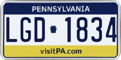 PA license plate LGD1834