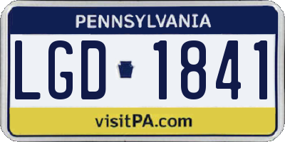 PA license plate LGD1841