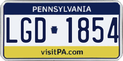PA license plate LGD1854