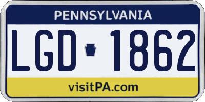 PA license plate LGD1862